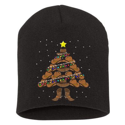 Cowboys Xmas Lighting Funny Cowboy Christmas Tree Short Acrylic Beanie