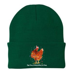 Chicken Xmas Lights I'm Fine Everything Is Fine Christmas Knit Cap Winter Beanie