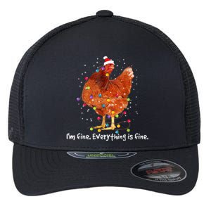 Chicken Xmas Lights I'm Fine Everything Is Fine Christmas Flexfit Unipanel Trucker Cap