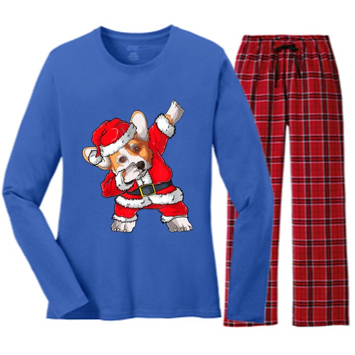 Corgi Xmas Lights Sweater Santa Corgi Dog Christmas Gift Women's Long Sleeve Flannel Pajama Set 