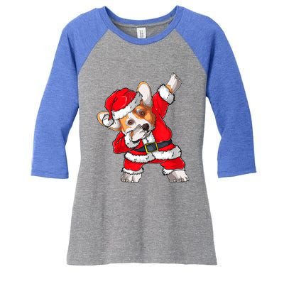 Corgi Xmas Lights Sweater Santa Corgi Dog Christmas Gift Women's Tri-Blend 3/4-Sleeve Raglan Shirt