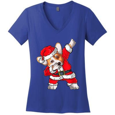 Corgi Xmas Lights Sweater Santa Corgi Dog Christmas Gift Women's V-Neck T-Shirt