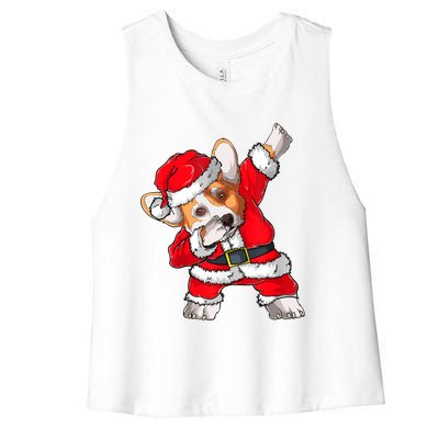 Corgi Xmas Lights Sweater Santa Corgi Dog Christmas Gift Women's Racerback Cropped Tank