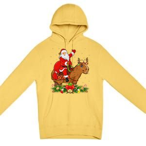 Capybara Xmas Matching Funny Santa Riding Capybara Christmas Premium Pullover Hoodie