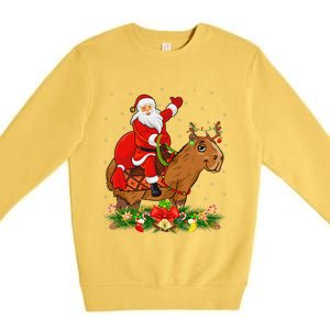 Capybara Xmas Matching Funny Santa Riding Capybara Christmas Premium Crewneck Sweatshirt