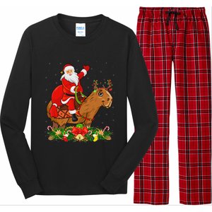 Capybara Xmas Matching Funny Santa Riding Capybara Christmas Long Sleeve Pajama Set