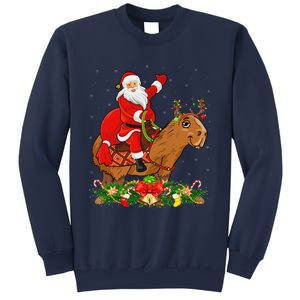 Capybara Xmas Matching Funny Santa Riding Capybara Christmas Sweatshirt