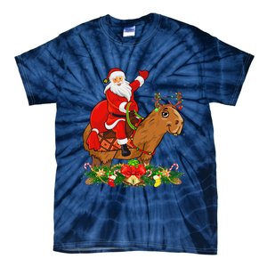 Capybara Xmas Matching Funny Santa Riding Capybara Christmas Tie-Dye T-Shirt