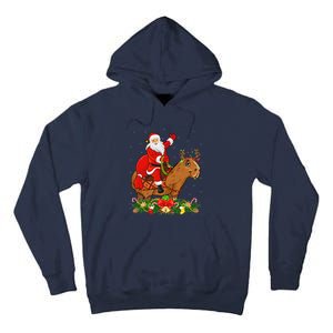 Capybara Xmas Matching Funny Santa Riding Capybara Christmas Tall Hoodie