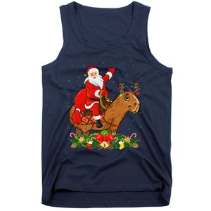 Capybara Xmas Matching Funny Santa Riding Capybara Christmas Tank Top