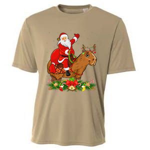 Capybara Xmas Matching Funny Santa Riding Capybara Christmas Cooling Performance Crew T-Shirt