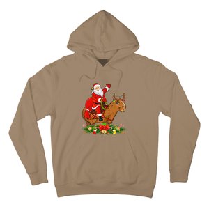 Capybara Xmas Matching Funny Santa Riding Capybara Christmas Hoodie