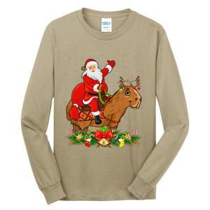 Capybara Xmas Matching Funny Santa Riding Capybara Christmas Tall Long Sleeve T-Shirt