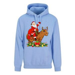 Capybara Xmas Matching Funny Santa Riding Capybara Christmas Unisex Surf Hoodie