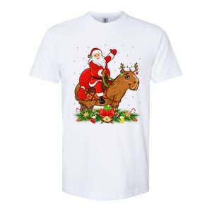 Capybara Xmas Matching Funny Santa Riding Capybara Christmas Softstyle CVC T-Shirt