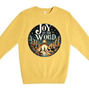 Christmas Xmas Nativity Joy To The World Jesus True Story Premium Crewneck Sweatshirt