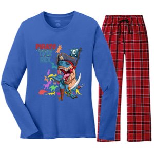 Cute Xmas Pirate Christmas Dinosaur Tree Rex Pajamas Meaningful Gift Women's Long Sleeve Flannel Pajama Set 