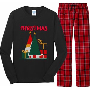 Christmas Xmas Pic Tree Presents Gifts Long Sleeve Pajama Set