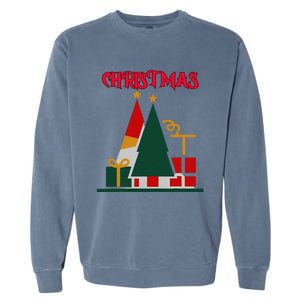 Christmas Xmas Pic Tree Presents Gifts Garment-Dyed Sweatshirt