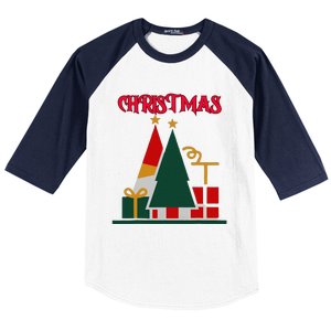 Christmas Xmas Pic Tree Presents Gifts Baseball Sleeve Shirt