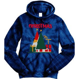 Christmas Xmas Pic Tree Presents Gifts Tie Dye Hoodie