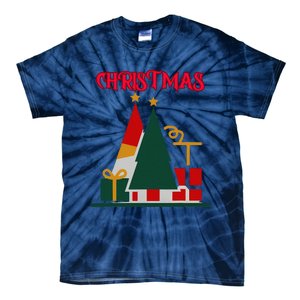 Christmas Xmas Pic Tree Presents Gifts Tie-Dye T-Shirt