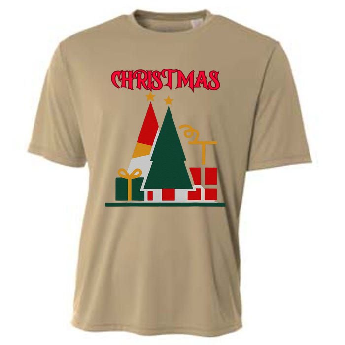 Christmas Xmas Pic Tree Presents Gifts Cooling Performance Crew T-Shirt