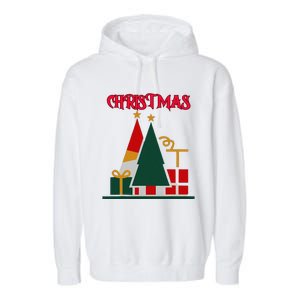 Christmas Xmas Pic Tree Presents Gifts Garment-Dyed Fleece Hoodie