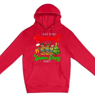 Christmas Xylophone Playing Three Santa Elf Xylophones Premium Pullover Hoodie