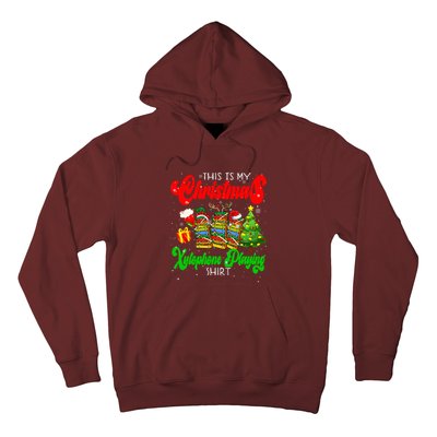 Christmas Xylophone Playing Three Santa Elf Xylophones Hoodie