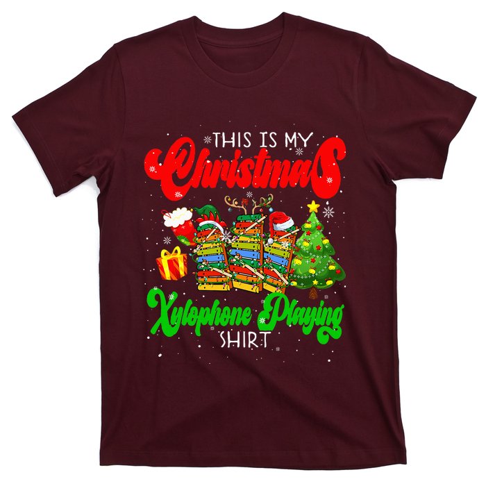 Christmas Xylophone Playing Three Santa Elf Xylophones T-Shirt