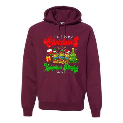 Christmas Xylophone Playing Three Santa Elf Xylophones Premium Hoodie