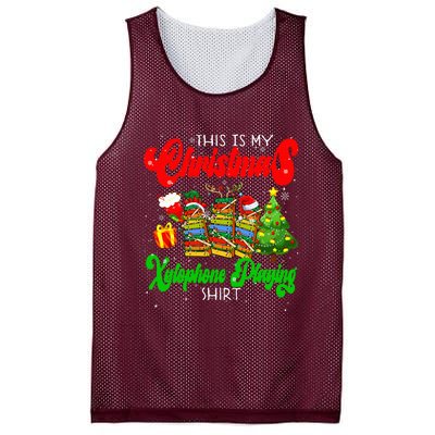 Christmas Xylophone Playing Three Santa Elf Xylophones Mesh Reversible Basketball Jersey Tank