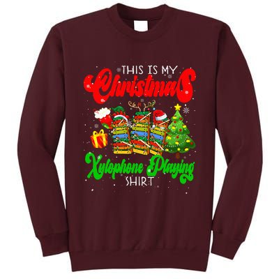 Christmas Xylophone Playing Three Santa Elf Xylophones Tall Sweatshirt