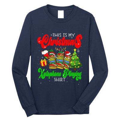 Christmas Xylophone Playing Three Santa Elf Xylophones Long Sleeve Shirt