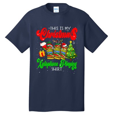 Christmas Xylophone Playing Three Santa Elf Xylophones Tall T-Shirt