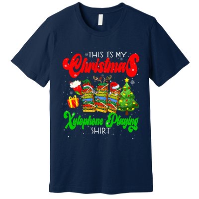 Christmas Xylophone Playing Three Santa Elf Xylophones Premium T-Shirt