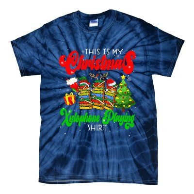 Christmas Xylophone Playing Three Santa Elf Xylophones Tie-Dye T-Shirt