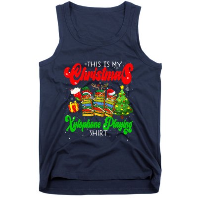 Christmas Xylophone Playing Three Santa Elf Xylophones Tank Top