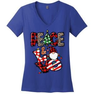 Cute Xmas Peace And Love Gnome Christmas Gnome Meaningful Gift Women's V-Neck T-Shirt