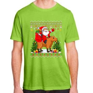 Capybara Xmas Pajamas Ugly Santa Riding Capybara Christmas Adult ChromaSoft Performance T-Shirt