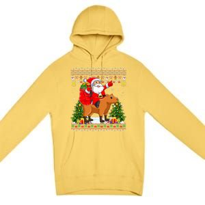 Capybara Xmas Pajamas Ugly Santa Riding Capybara Christmas Premium Pullover Hoodie