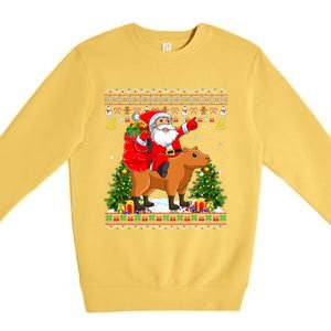 Capybara Xmas Pajamas Ugly Santa Riding Capybara Christmas Premium Crewneck Sweatshirt