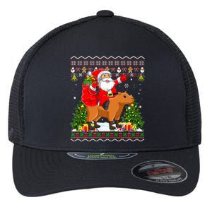 Capybara Xmas Pajamas Ugly Santa Riding Capybara Christmas Flexfit Unipanel Trucker Cap