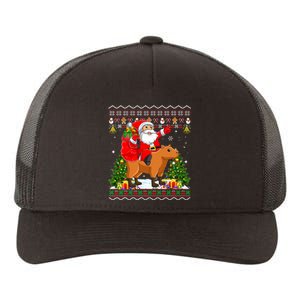 Capybara Xmas Pajamas Ugly Santa Riding Capybara Christmas Yupoong Adult 5-Panel Trucker Hat