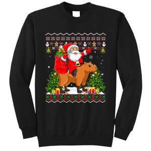 Capybara Xmas Pajamas Ugly Santa Riding Capybara Christmas Sweatshirt