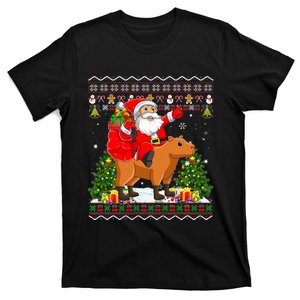 Capybara Xmas Pajamas Ugly Santa Riding Capybara Christmas T-Shirt