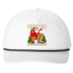 Capybara Xmas Pajamas Ugly Santa Riding Capybara Christmas Snapback Five-Panel Rope Hat