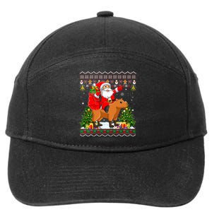 Capybara Xmas Pajamas Ugly Santa Riding Capybara Christmas 7-Panel Snapback Hat