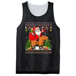 Capybara Xmas Pajamas Ugly Santa Riding Capybara Christmas Mesh Reversible Basketball Jersey Tank